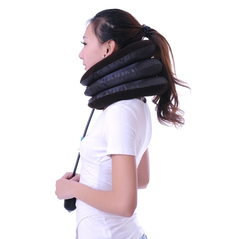 Đai Gối Hơi Massage Hỗ Trợ Điều Trị Liệu Kéo Giãn Đốt Sống Cổ 3 Tầng