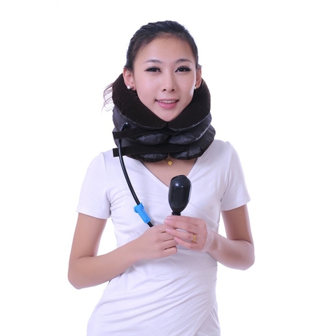 Đai Gối Hơi Massage Hỗ Trợ Điều Trị Liệu Kéo Giãn Đốt Sống Cổ 3 Tầng