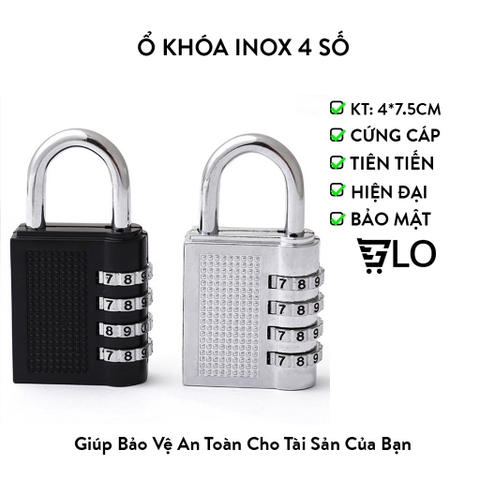 Ổ Khóa Inox Mật Mã 4 Số Kích thước 4x7.5 cm, Bảo Vệ An Toàn Cho Tài Sản Của Bạn