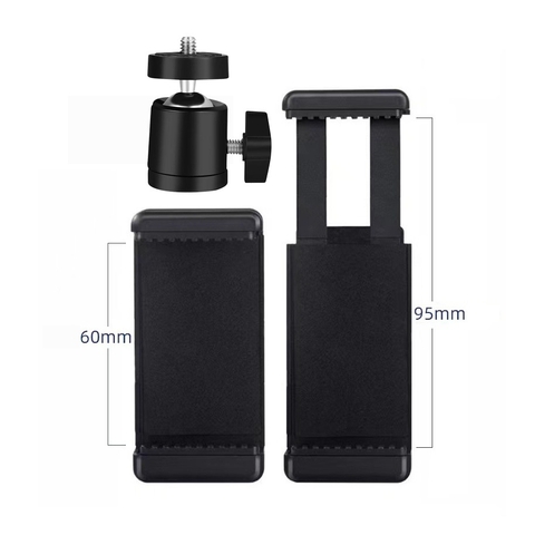 Bộ Kẹp Điện Thoại Kèm Bi Cầu Xoay 360 Độ Có Thể Lắp Đèn Livestream, Chân Đèn, Tripod, Gậy Chụp Ảnh, Giá Đỡ Điện Thoại