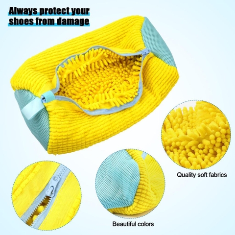Túi Giặt Giày Máy Giặt Lông Tơ Sợi Polyester, Có Đệm Lưới, Khóa Kéo, Dễ Dàng Loại Bỏ Bụi Bẩn Mà Không Biến Dạng Giày