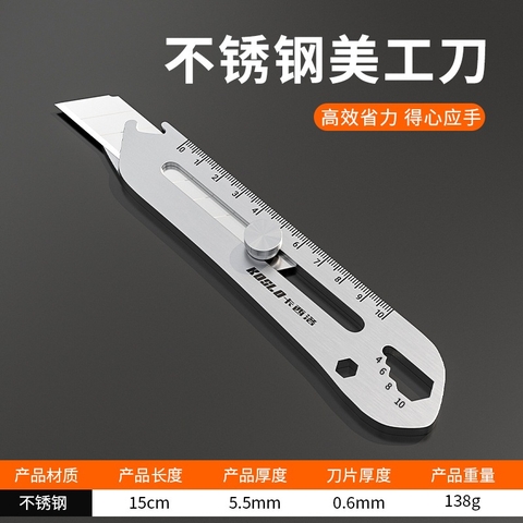 Dao Rọc Giấy Đa Năng Bằng Thép Không Gỉ Cao Cấp, Thước Đo, Vặn Ốc, Có Núm Xoay Cố Định