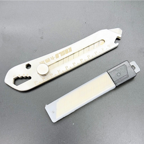 Dao Rọc Giấy Đa Năng Bằng Thép Không Gỉ Cao Cấp, Thước Đo, Vặn Ốc, Có Núm Xoay Cố Định