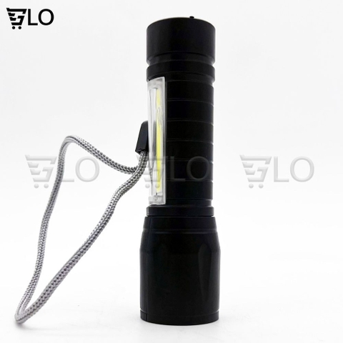Đèn Pin Siêu Sáng Cao Cấp Mini M2, Có Zoom, 3 Chế Độ Sáng, Có Đèn COB Bên Hông, Kèm Dây Sạc Fullbox