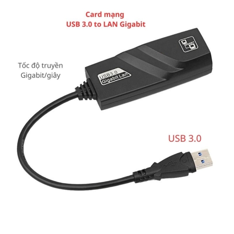 Card Mạng USB 3.0 To Lan 10/100/1000Mbps Ethernet, Bộ Chuyển Đổi Cáp Mạng Sang USB Tốc Độ Cao, USB Sang LAN
