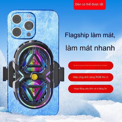 Quạt Tản Nhiệt Điện Thoại Sò Lạnh RS3 Chuyên Livestream, Quạt 2 Cánh, Có Ren 1/4 Gắn Tripod, Màn Led Hiển Thị Nhiệt Độ