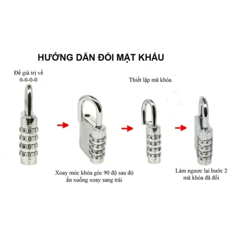 Ổ Khóa Inox Mật Mã 4 Số Kích thước 4x7.5 cm, Bảo Vệ An Toàn Cho Tài Sản Của Bạn