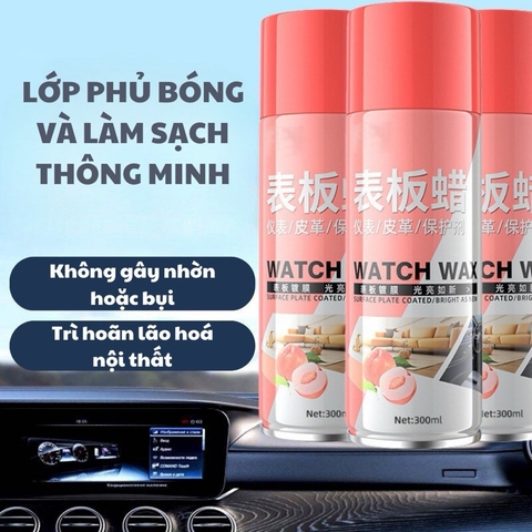 Chai Xịt Nano Đánh Bóng Xe Ô Tô 500ml WATCH WAX, Làm Sạch, Phục Hồi, Giữ Nội Thất Luôn Như Mới