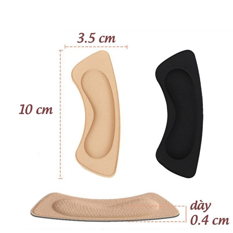 Miếng Lót Gót Giày 4D - Bảo Vệ Gót Sau Cao Cấp, Chống Thốn, Trầy Chân, Mút Ép Vải