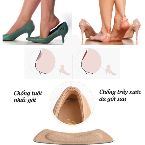 Miếng Lót Gót Giày 4D - Bảo Vệ Gót Sau Cao Cấp, Chống Thốn, Trầy Chân, Mút Ép Vải