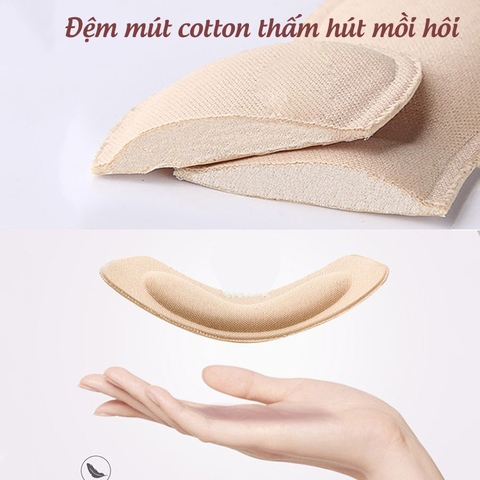 Miếng Lót Gót Giày 4D - Bảo Vệ Gót Sau Cao Cấp, Chống Thốn, Trầy Chân, Mút Ép Vải