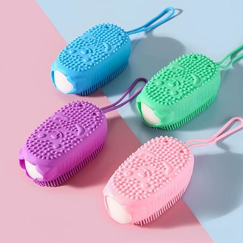 Bông Tắm Silicon Tạo Bọt Massage Hình Chuột Cute Tẩy Da Chết 2 Mặt