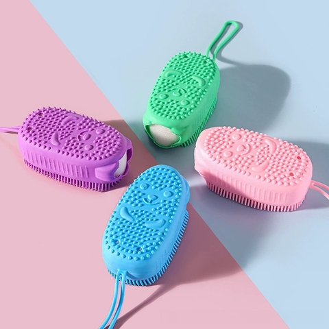 Bông Tắm Silicon Tạo Bọt Massage Hình Chuột Cute Tẩy Da Chết 2 Mặt