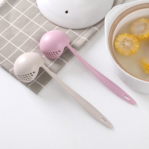 Muỗng Múc Canh Lúa Mạch 2 In 1 Loại Tròn - Chỉ Cần 1 Muỗng - Múc Cả Thế Giới Ẩm Thực