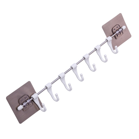 Thanh 6 Móc Nhựa Dán Tường 38.5x7cm Xoay 360 Độ – Tiện Lợi Mọi Không Gian, Đáp Ứng Mọi Nhu Cầu