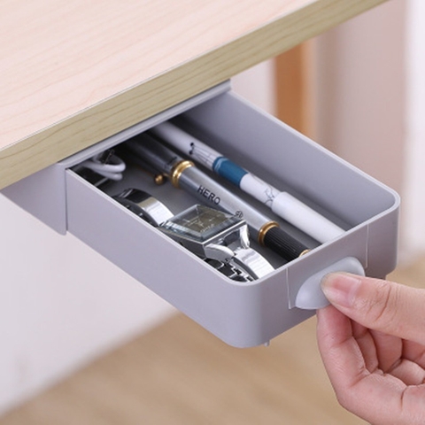 Hộc Ngăn Kéo Bàn Mini Có Keo Dán Để Văn Phòng Phẩm, Lưu Trữ Đồ Tiện Ích