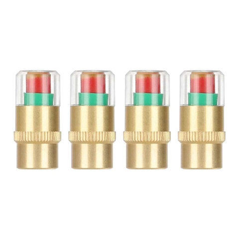 Bộ 4 Van Cảnh Báo Áp Suất Lốp Lõi Đồng Xe Máy, Ô Tô, Theo Dõi Áp Suất Bánh Xe Với 3 Màu Kèm Con Tán Và Cờ Lê Lắp Ráp