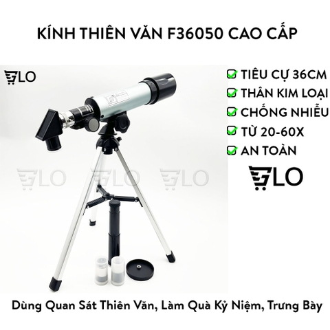 Kính Thiên Văn F36050 Cao Cấp Loại Lớn, Kính Viễn Vọng Khúc Xạ Ngắm Trăng Sao Sắc Nét Cho Trẻ Em Giá Rẻ