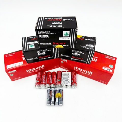 Hộp 40 Viên Pin CARBON Tiểu Maxell AAA R03(AB), Maxell AA R6P(AR) Chính Hãng (Pin Tiểu Nhỏ)