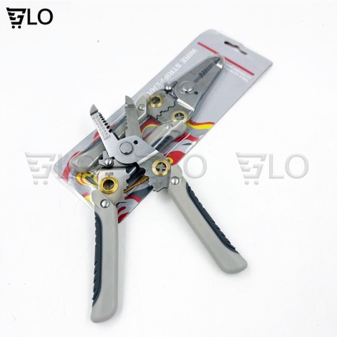 Kìm Tuốt Dây 7inch Đa Năng Xuất Nhật, Kềm Cắt Kèm Bấm Cos Dây Tách Vỏ Xoắn Dây Cho Thợ Điện Bằng Thép Không Gỉ