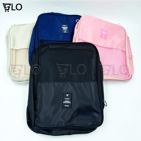 Túi Đựng Giày Dép Du Lịch TRAVEL 3 Ngăn, Thể Thao Tiện Dụng Chống Nước Kích thước 29X23cmx15cm