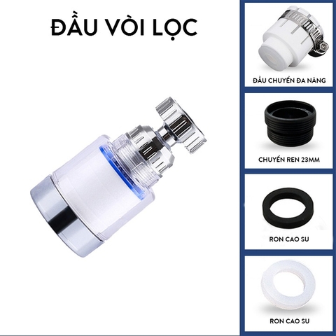 Bộ Lọc Nước Trực Tiếp Tại Vòi BK, Đầu Vòi Đa Năng Xoay Được 360 Độ Điều Hướng Nước, Đầy Đủ Phụ Kiện