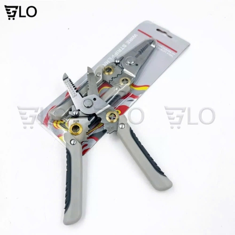 Kìm Tuốt Dây 7inch Đa Năng Xuất Nhật, Kềm Cắt Kèm Bấm Cos Dây Tách Vỏ Xoắn Dây Cho Thợ Điện Bằng Thép Không Gỉ