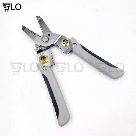 Kìm Tuốt Dây 7inch Đa Năng Xuất Nhật, Kềm Cắt Kèm Bấm Cos Dây Tách Vỏ Xoắn Dây Cho Thợ Điện Bằng Thép Không Gỉ