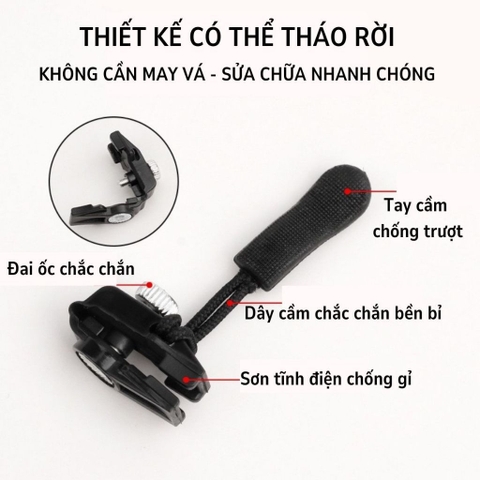 Khóa Kéo Zipper 3 Kích Cỡ Đa Năng, Sửa Chữa Nhanh Dây Kéo Zip Của Ba Lô, Quần Áo, Túi Xách