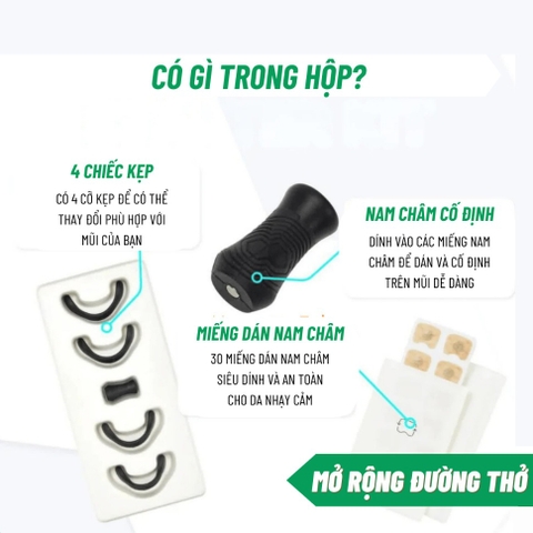 Kẹp Mũi Nam Châm OxyBreathing, Miếng Dán Nở Mũi, Mở Rộng Đường Thở Chất Lượng Cao Giúp Thông Mũi Giảm Ngáy, Ngủ Ngon