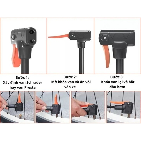 Bơm Đạp Chân Xe Máy 2 Ống J44b-01 Bee Cho Xe Đạp, Xe Hơi Cao Cấp