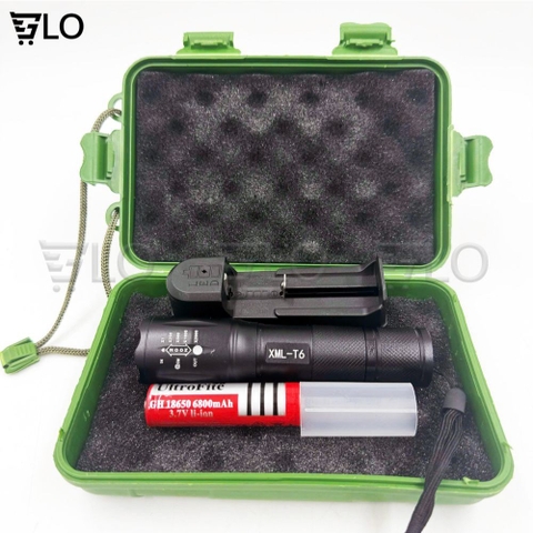 Đèn Pin Siêu Sáng UltraFire Led Cree XML T6 Cao Cấp Hợp Kim Chống Nước Pin Có Thể Sạc Lại Full box(Loại Tốt)