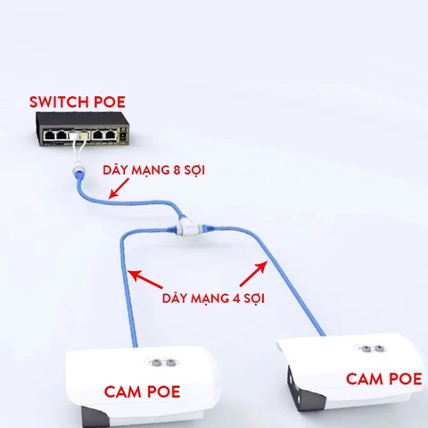 Bộ Chia POE 1 Ra 2 RJ45 Chuyên Dụng Cho Hệ Thống Camera Và Thiết Bị Mạng 10/100Mbps
