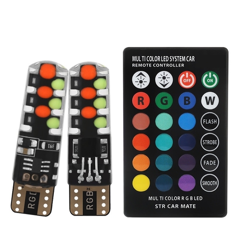 [Có Lưu Màu] Đèn Led Demi Xi Nhan Xe Máy T10 Silicone COB RGB 16 Màu Có Remote (1 Cặp + Remote)
