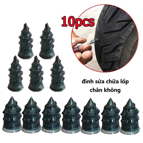 Hộp 10 Vít Vá Lốp Xe Không Săm Cho Ô Tô, Xe Máy, Xe Tải Không Cần Tháo Lốp