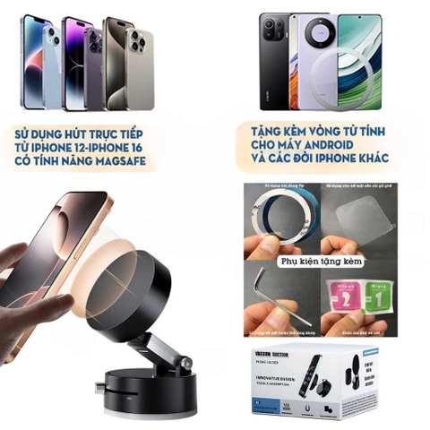 Giá Đỡ Từ Tính Cho Điện Thoại Di Động Có Thể Gập Lại Đa Năng, Công nghệ Từ Tính Giá Đỡ Hút Chân Không Trên Ô Tô
