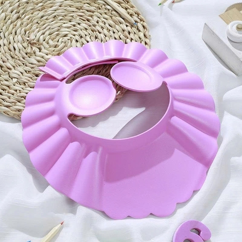Nón Chắn Nước Gội Đầu Cho Bé, Mũ Tắm Có Vành Bịt Tai Cho Bé, Có Thể Điều Chỉnh Vòng Đầu