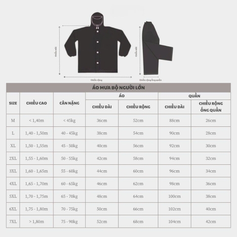 Áo Mưa Bộ Vải Dù Có Phản Quang, Siêu Bền Không Thấm Nước, Đủ Size Từ M Đến 7XL Hàng Sundo