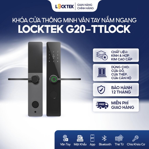 Khóa cửa thông minh vân tay chuyên lắp trong căn hộ tay nắm ngang Locktek G20