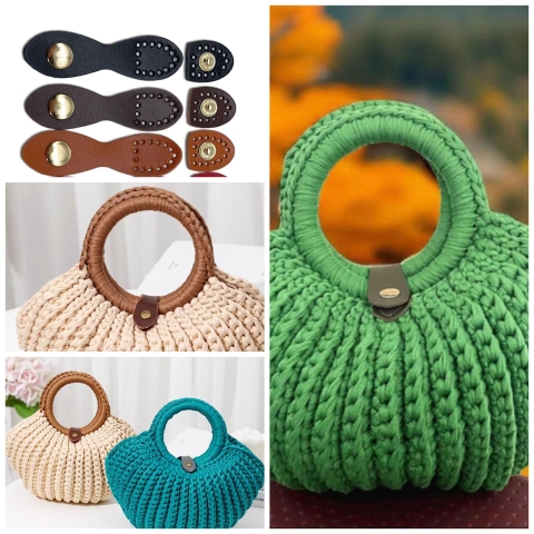 Khóa bấm bằng da làm túi handmade