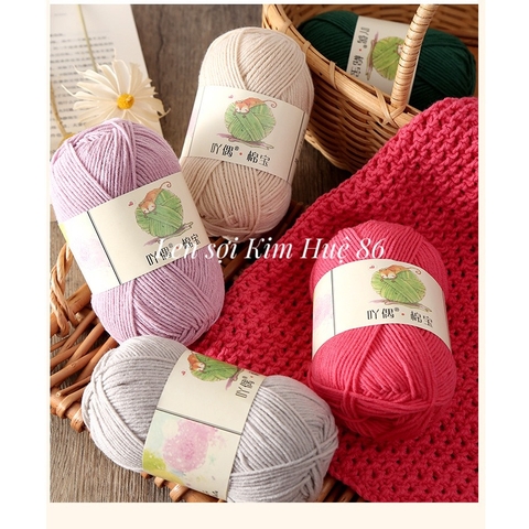 Len milk cotton Mianbao cuộn 40gr ( bảng 1)