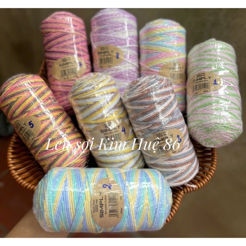 Sợi Simply cotton màu loang 150gr - Sợi Simply (TC20)
