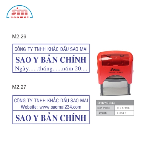 Dấu sao y bản chính S842 / T214 / S843 / S830D