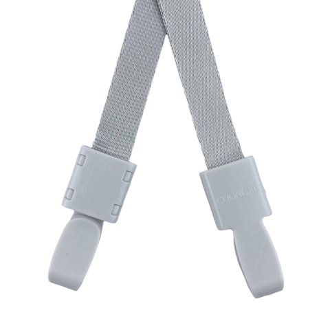 Dây đeo thẻ lụa 1cm đầu móc nhựa xám đục [50] (100)