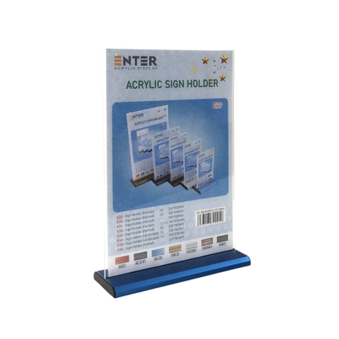 Kệ mica 2 mặt Enter E29 210x300mm đế nhôm A4 đứng, Kệ menu nhà hàng, Standee mica để bàn, Bảng quét mã QR Code (10)