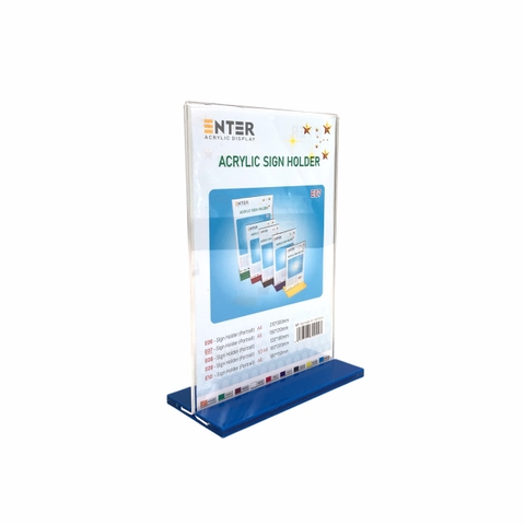 Kệ mica 2 mặt Enter E07 150x210mm đế lùa A5 đứng, Kệ menu nhà hàng, Standee mica để bàn, Bảng quét mã QR Code (20)