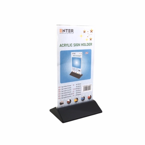 Kệ mica 2 mặt Enter E19 100x180mm đế màu, Kệ menu nhà hàng, Standee mica để bàn, Bảng quét mã QR Code (20)