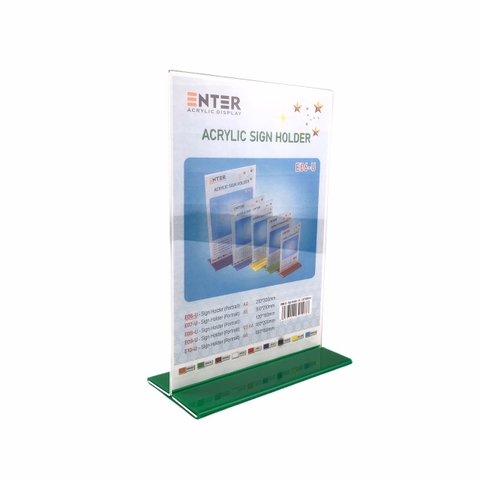 Kệ mica 2 mặt Enter E06-U 210x300mm đế lùa uốn bằng, Kệ menu nhà hàng, Standee mica để bàn, Bảng quét mã QR Code (10)