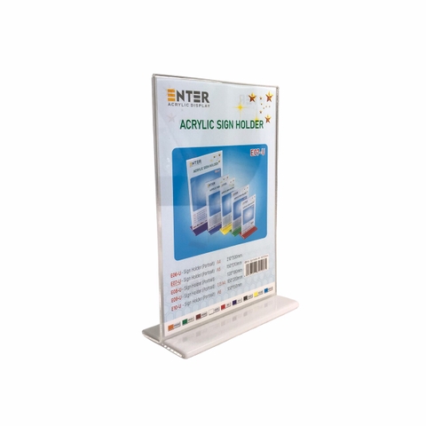 Kệ mica 2 mặt Enter E07-U 150x210mm đế lùa uốn bằng A5 đứng, Kệ menu nhà hàng, Standee mica để bàn, Bảng quét mã QR Code (20)