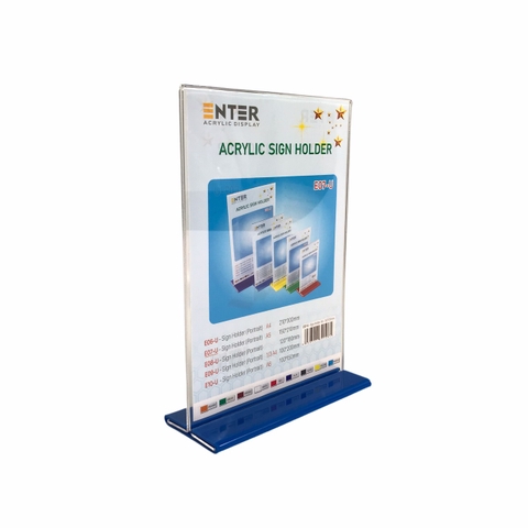 Kệ mica 2 mặt Enter E07-U 150x210mm đế lùa uốn bằng A5 đứng, Kệ menu nhà hàng, Standee mica để bàn, Bảng quét mã QR Code (20)